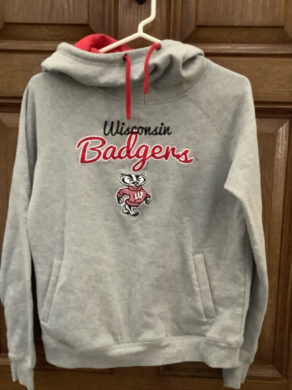 Colosseum Gray Crewneck Sweatshirt with Red Accents